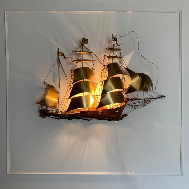 Daniel d’Haeseleer Sailing Boat Wall Light, 1960s For Sale at 1stDibs