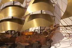 Daniel d’Haeseleer Sailing Vessel Wall Light Sculpture in solid Copper and Brass