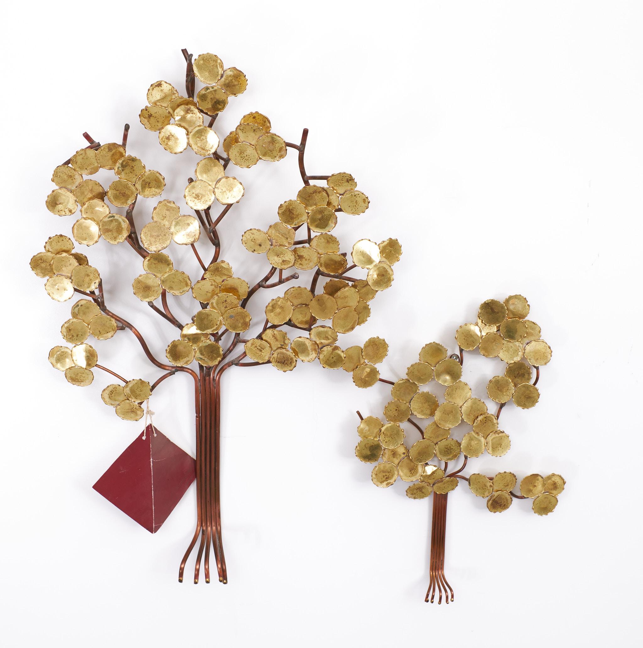 Late 20th Century Daniel Dhaseleer Wall Trees  sculptures Brass Copper 1970s Belgium    For Sale