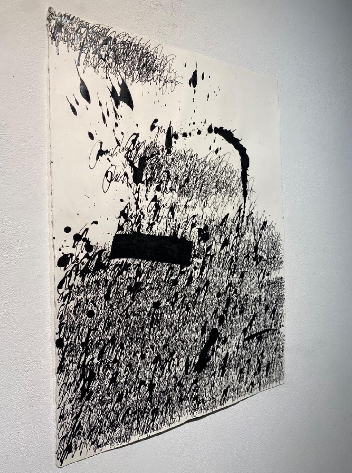 Asemic N0015.23 - Gray Abstract Painting by Daniel Diaz-Tai