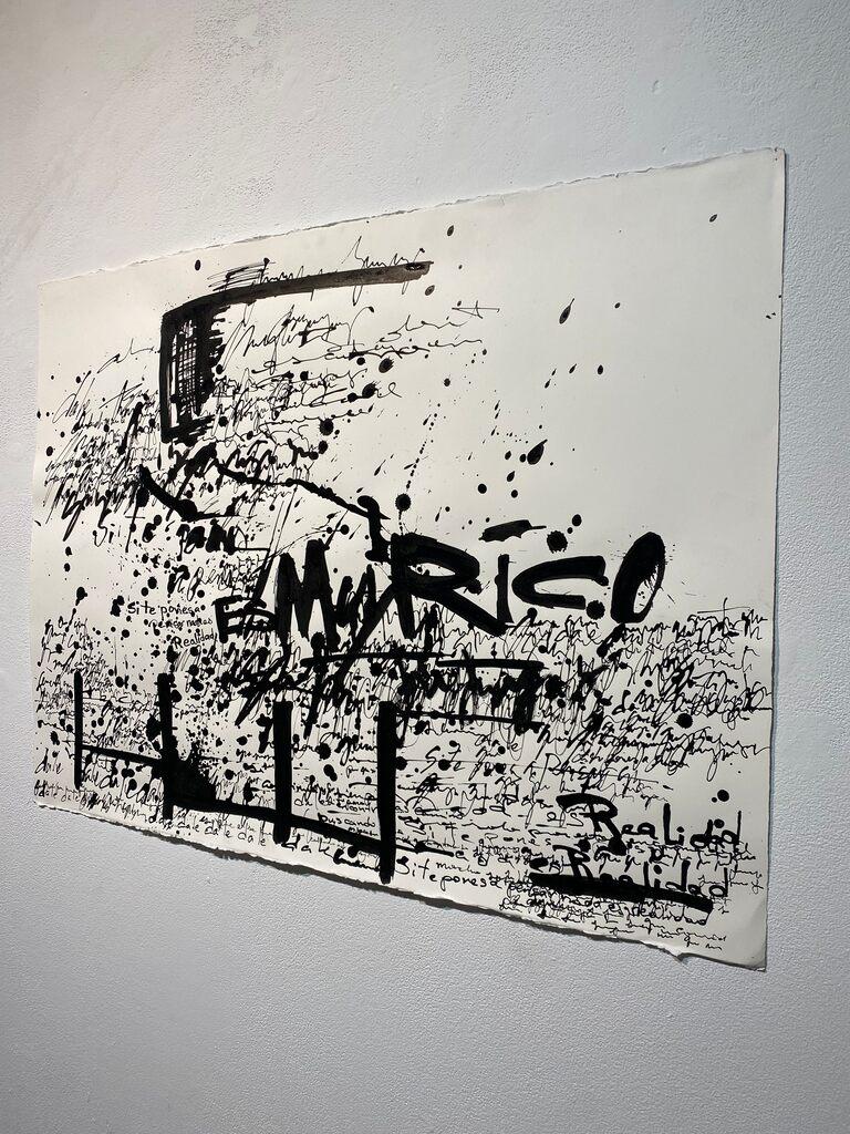 Asemic N004.23 - Gray Abstract Painting by Daniel Diaz-Tai