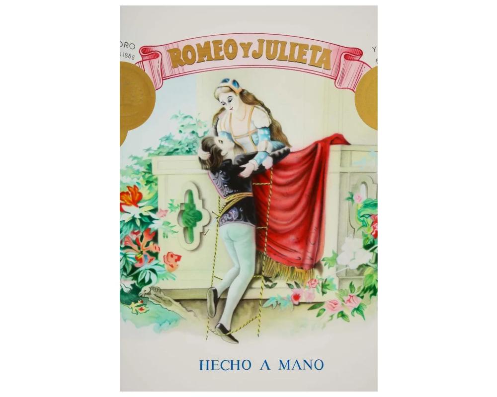 North American Daniel Douke (American, b. 1943) Romeo & Juliet Cigar Box Acrylic Painting C. For Sale