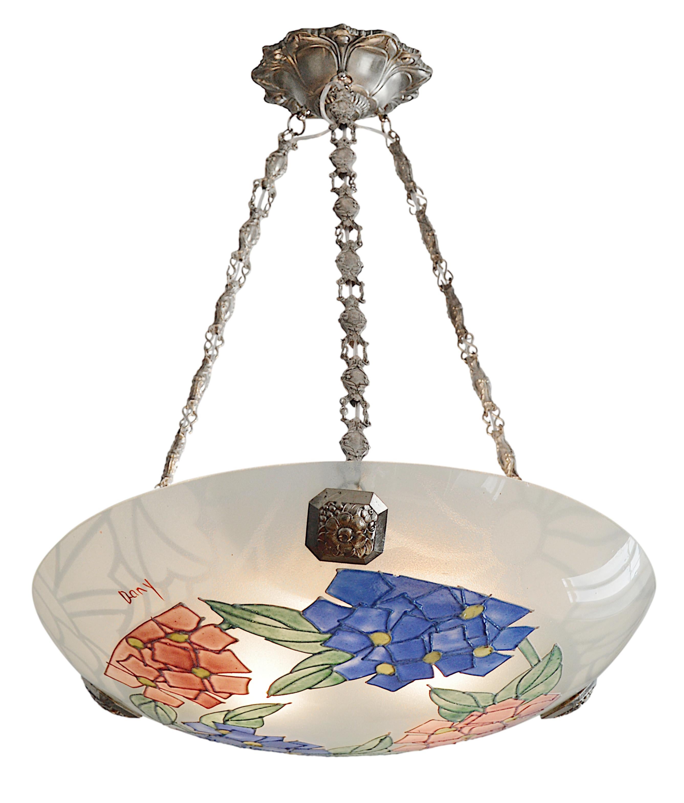 Francese Lampadario a sospensione Art Déco Daniel Drancourt, 1920 in vendita