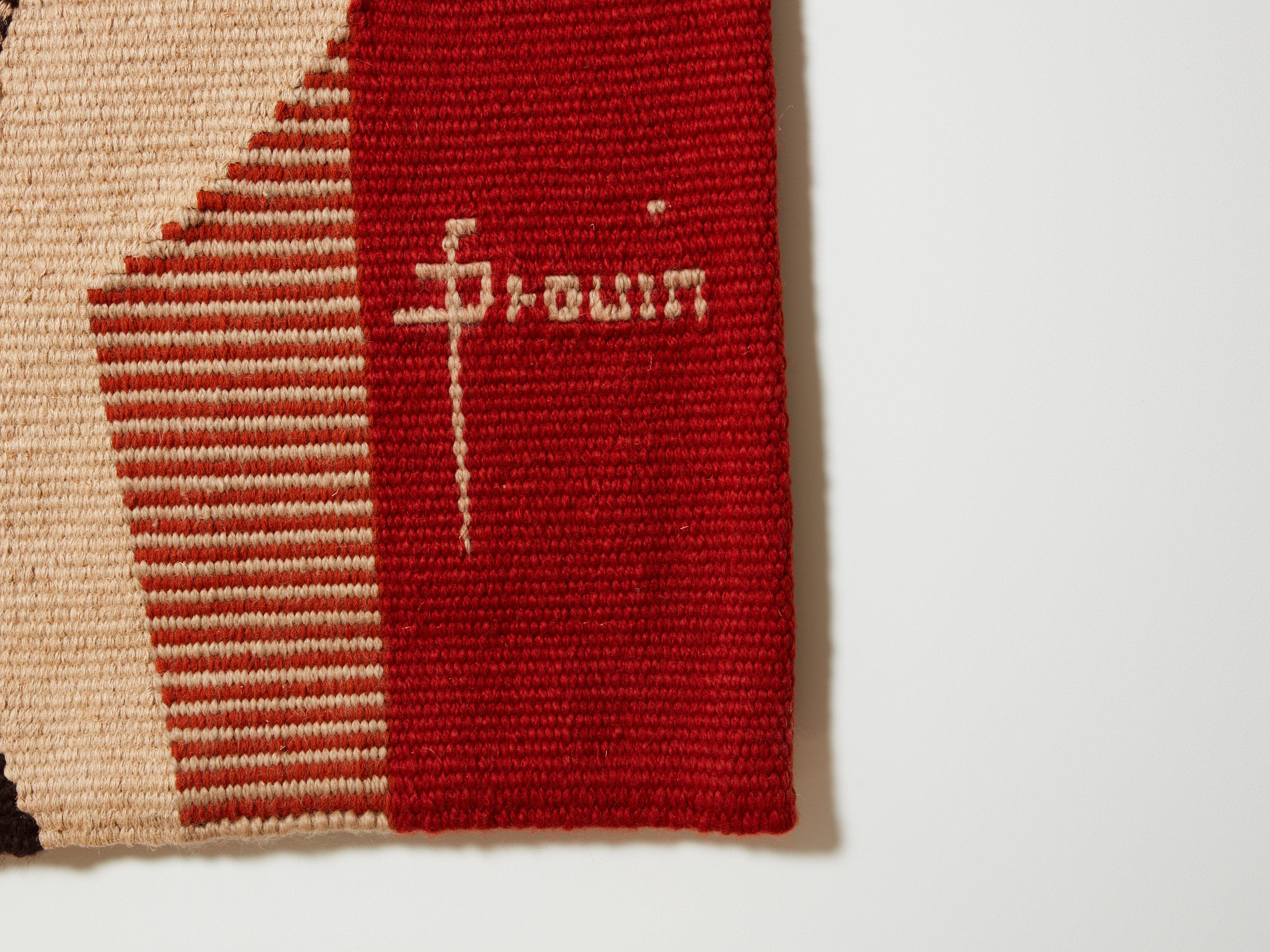 Fin du 20e siècle Daniel Drouin, tapisserie abstraite en laine tissée rouge ombré, 1970