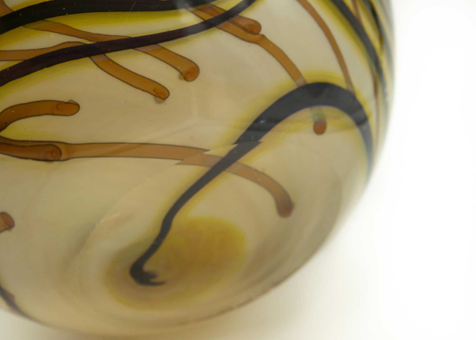 American Daniel Edler Trellis Tri Floral Art Glass Bowl For Sale