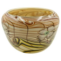 Used Daniel Edler Trellis Tri Floral Art Glass Bowl