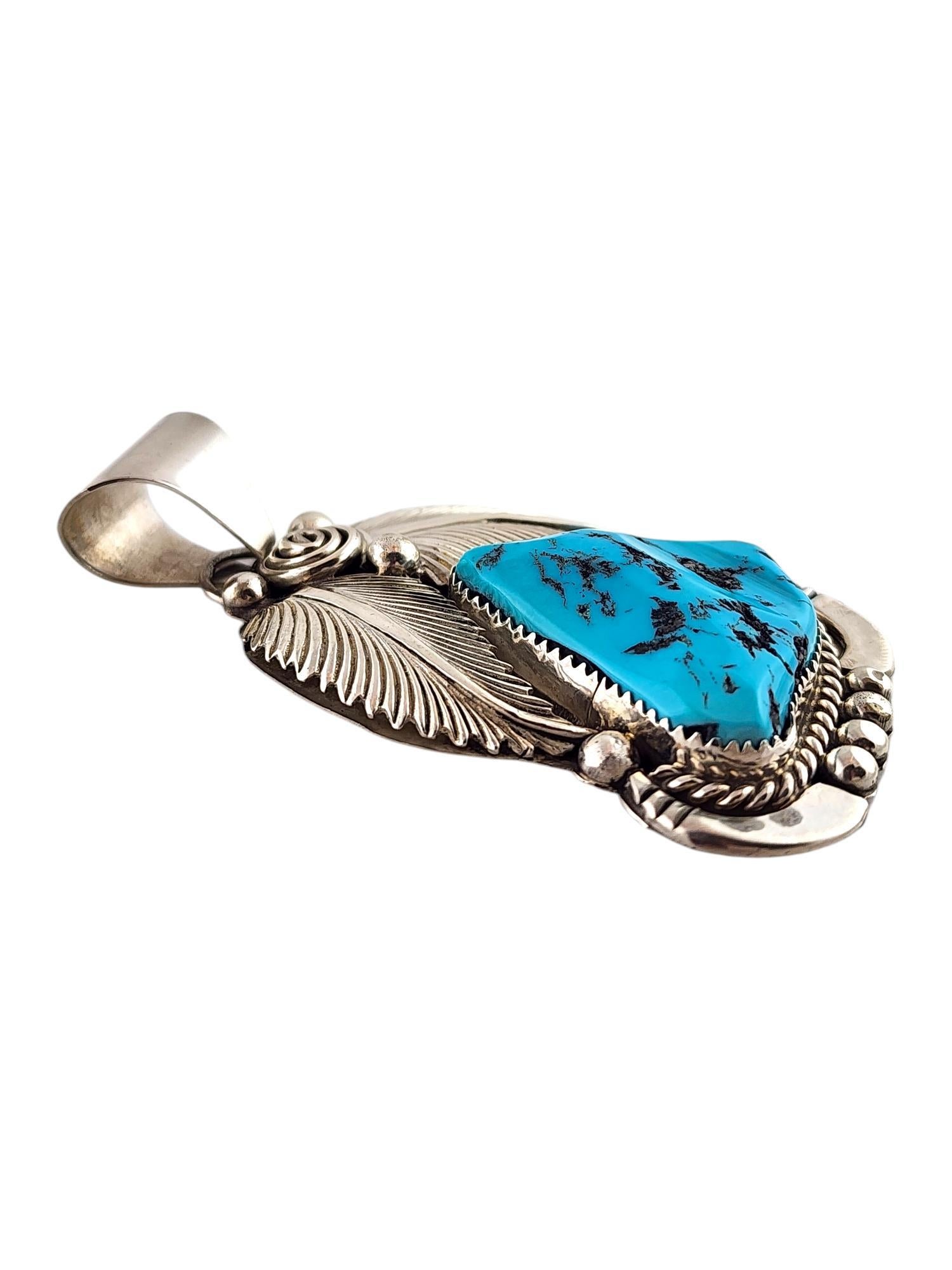 Mixed Cut Daniel Etsitty Sterling Silver Navajo Turquoise Pendant #20088 For Sale