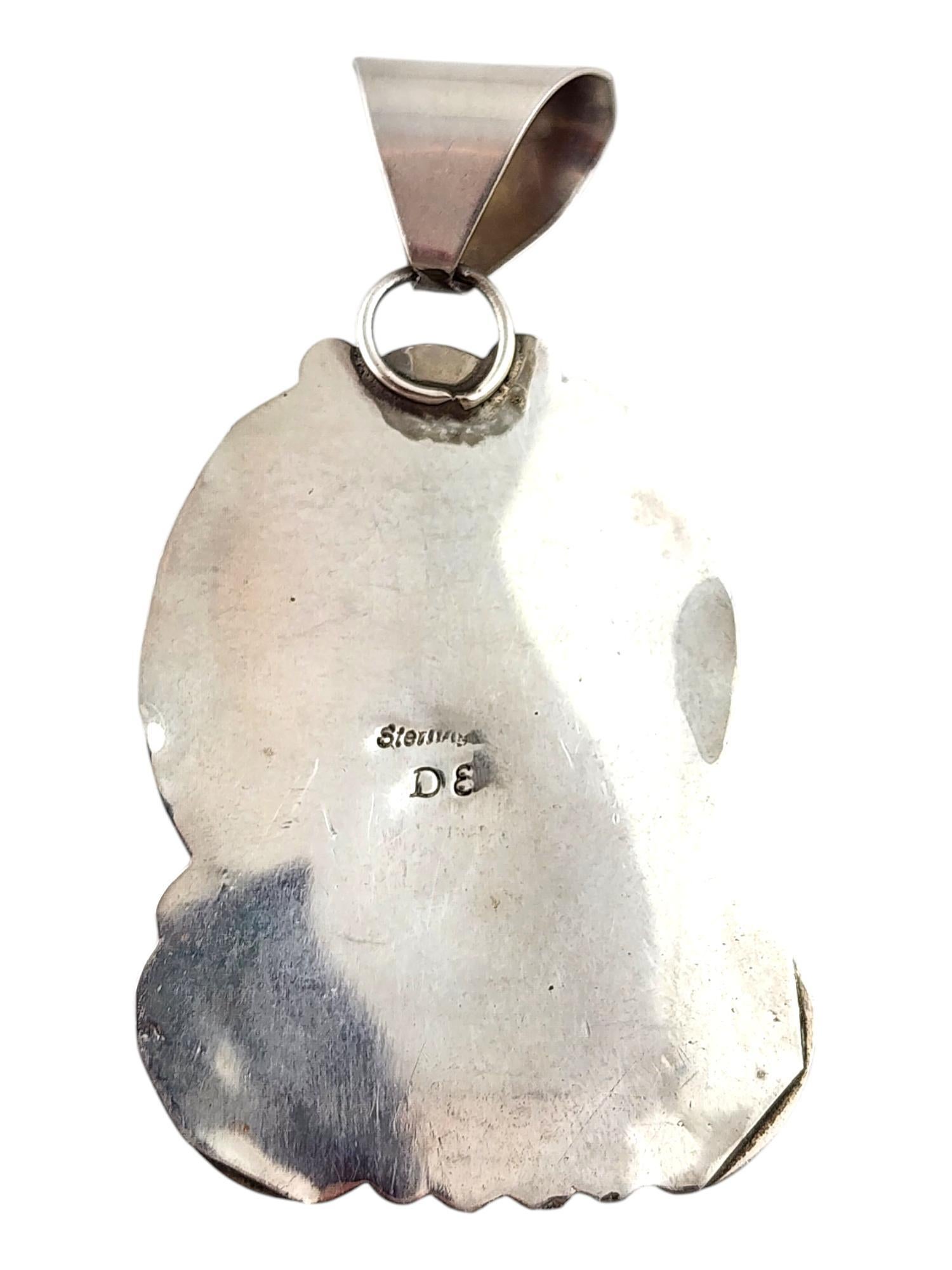 Daniel Etsitty Sterling Silver Navajo Turquoise Pendant #20088 In Good Condition For Sale In Washington Depot, CT