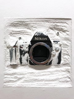 "Nikon" Original 35mm camera sculpted in plaster & wood from 'White box series'