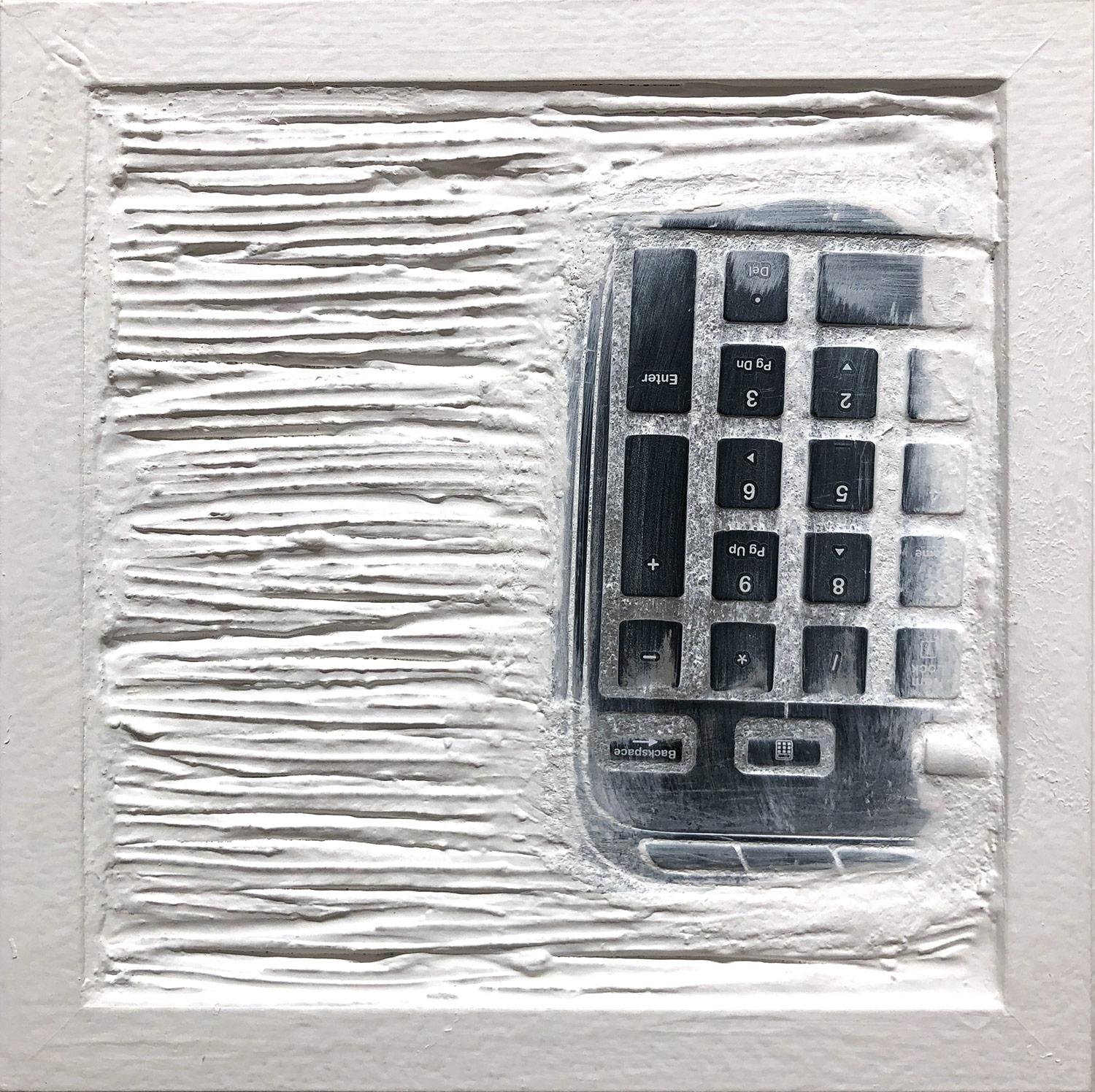“Pen Decline 1 - 2 - 3 in White” (Archeology series) Computer Keyboard Sculpture - Painting by Daniel Fiorda
