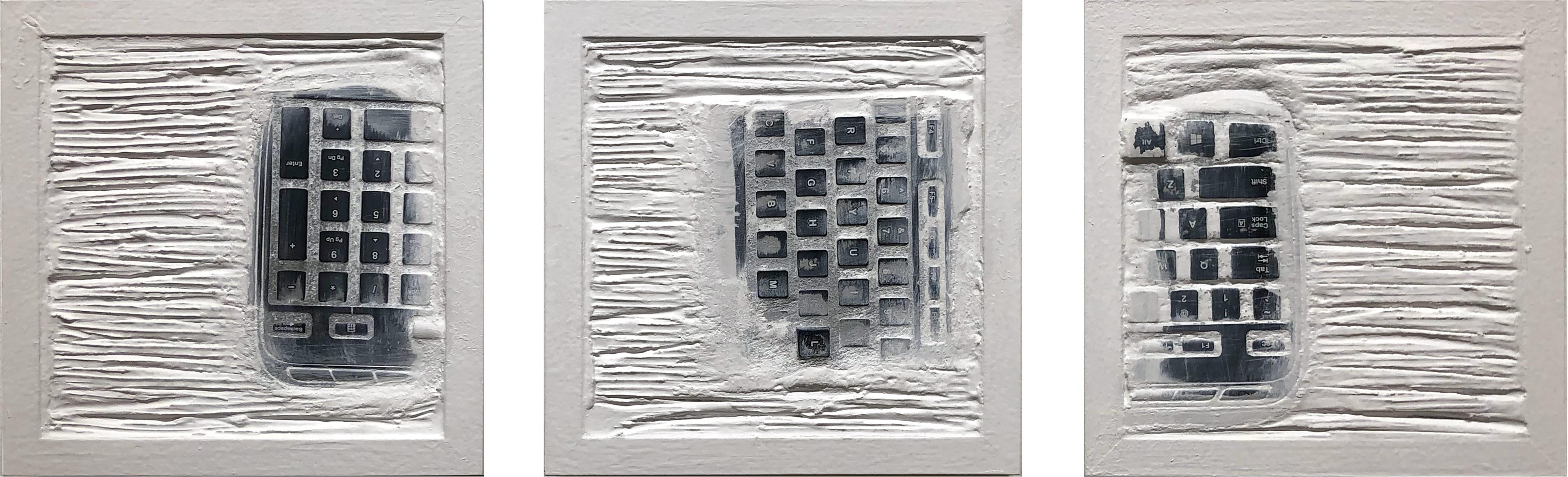 “Pen Decline 1 - 2 - 3 in White” (Archeology series) Computer Keyboard Sculpture