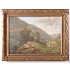 "Landscape with Sheep" by Daniel Folger Bigelow (1823-1910), Oil on Canvas