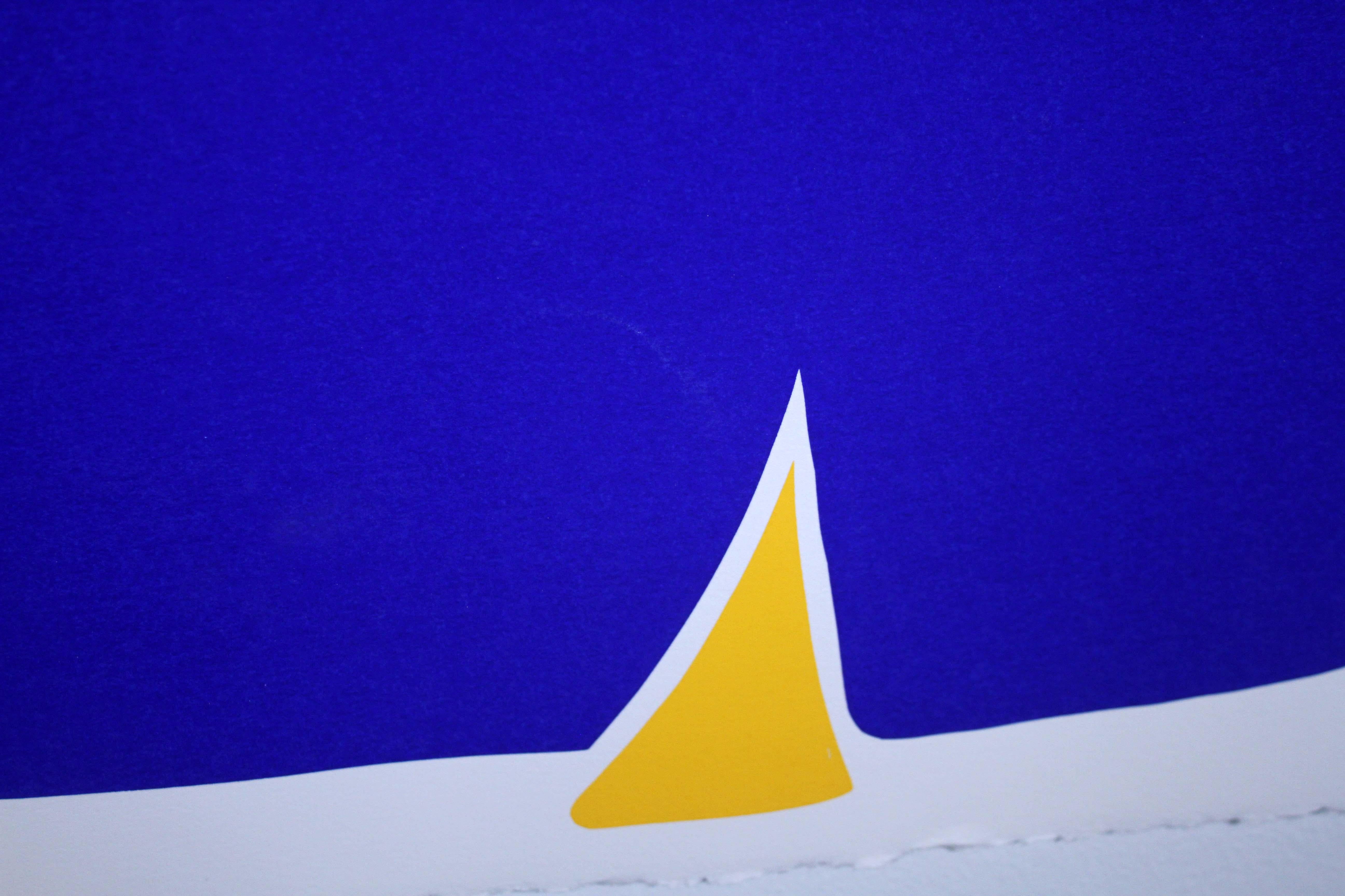 Paper Daniel Gelakoska Blue Bowl Contemporary Serigraph with Embossed Artist Seal