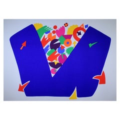 Daniel Gelakoska Blue Bowl Contemporary Serigraph with Embossed Artist Seal