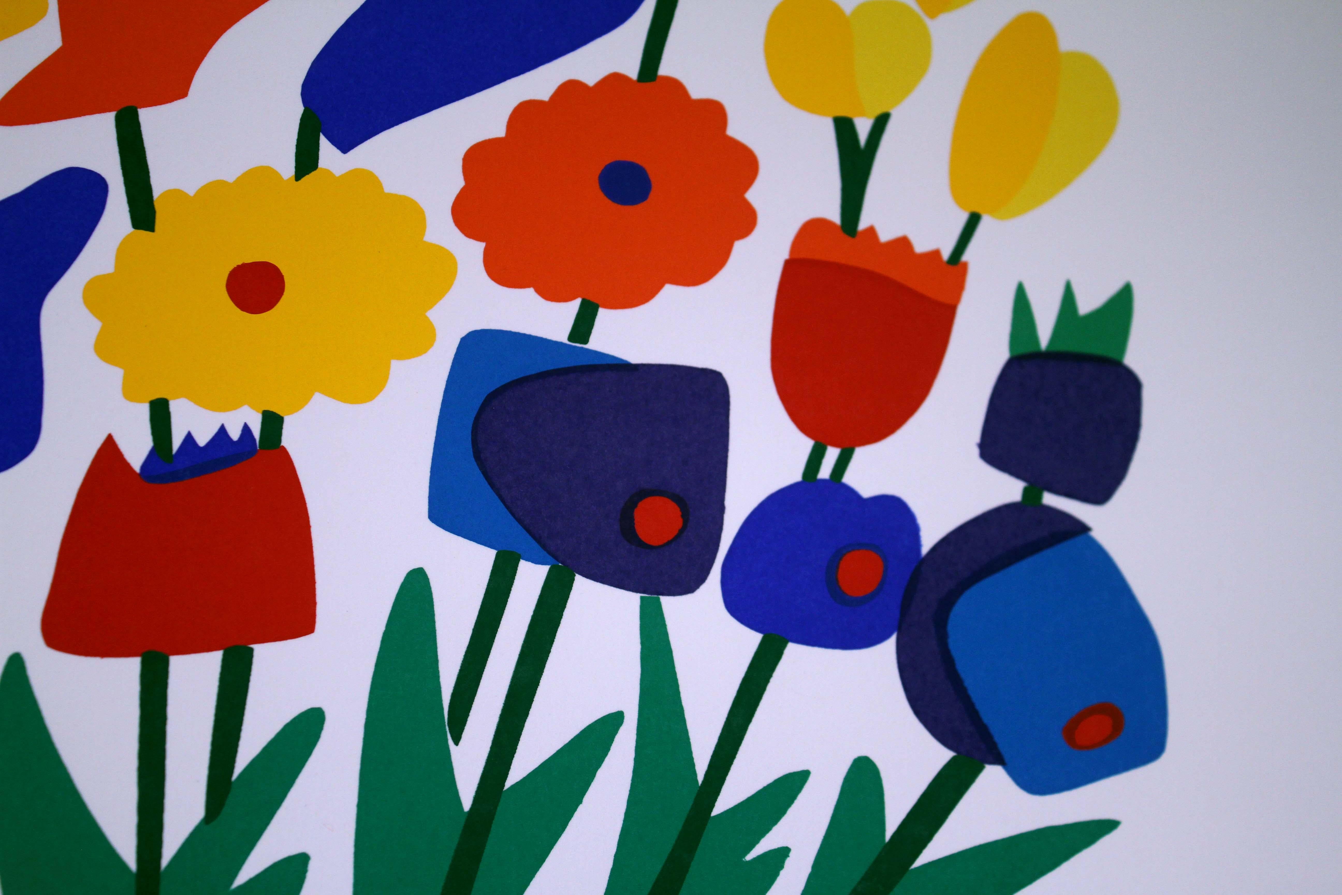 Daniel Gelakoska Blue Vase Contemporary Serigraph with Embossed Artist Seal In Good Condition In Keego Harbor, MI