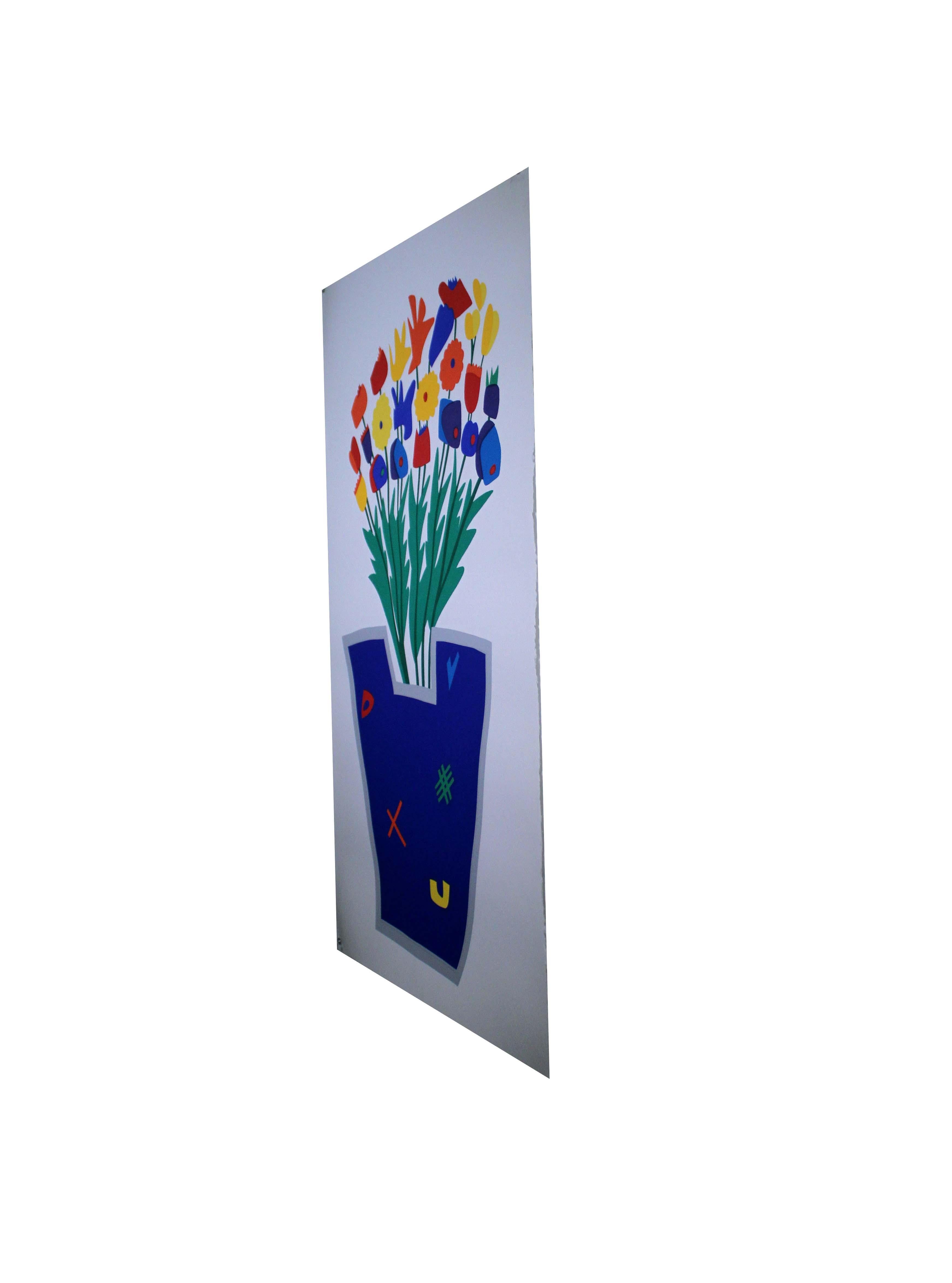 Daniel Gelakoska Blue Vase Contemporary Serigraph with Embossed Artist Seal 2
