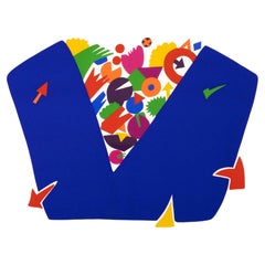 Daniel Gelakoska Blue Vase Contemporary Serigraph with Embossed Artist Seal