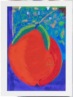 1998 Acrylic Still Life Painting “Peach” by Daniel Gelakoska, Modern Minimalism