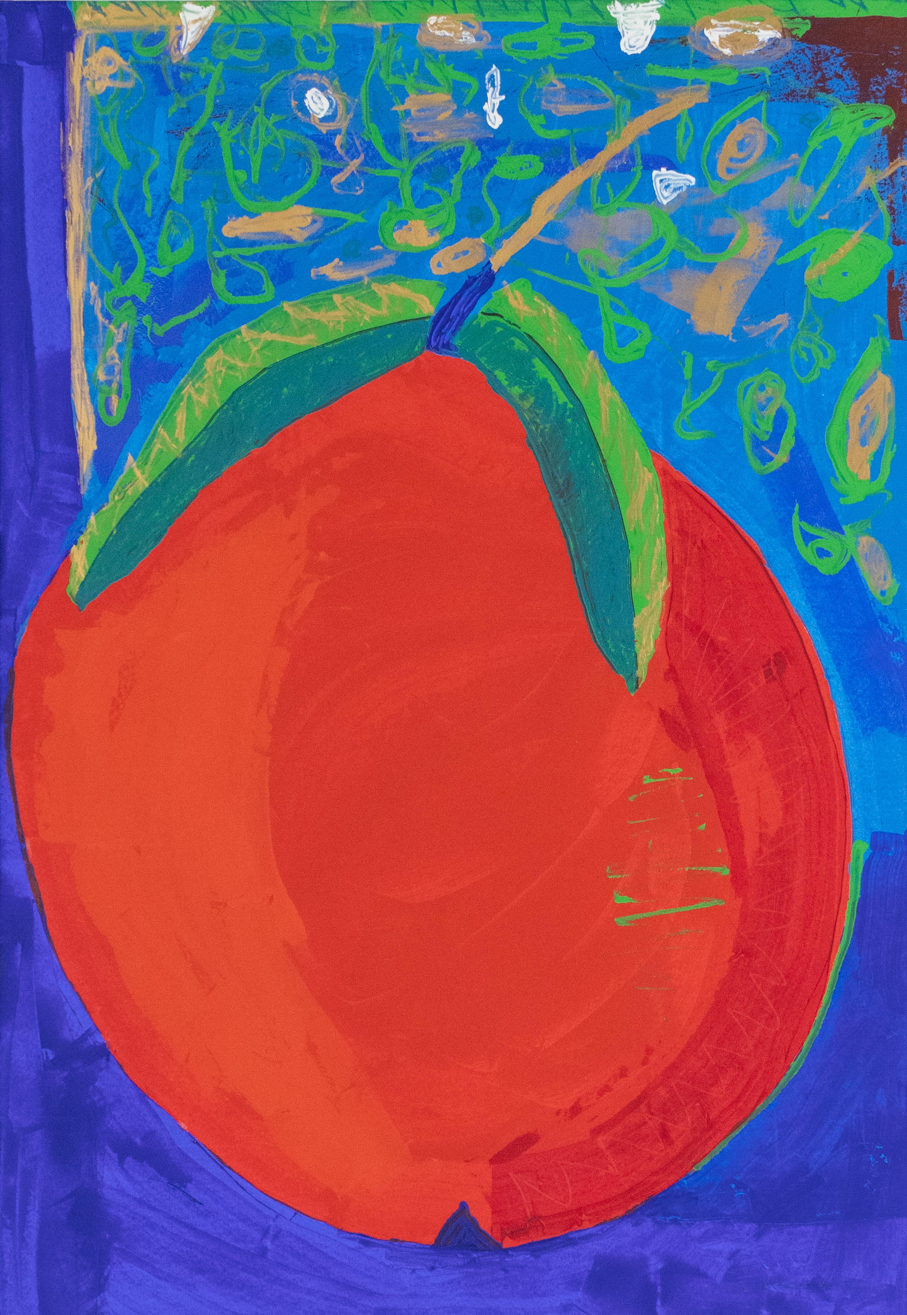 Daniel Gelakoska Nature morte à la pêche 1998 Acrylique sur papier, Art contemporain