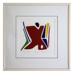 Daniel Gelakoska North of Red 1990 Signed Contemporary Serigraph 94/200 Framed