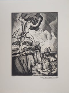 Cyclop Polyphene and Ulysses - Original wooodcut, Handsigned and numbered / 160