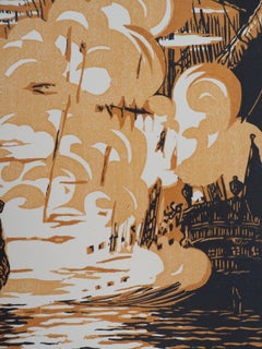 Naval Combat : the Sailboats - Original wooodcut, Handsigned and numbered / 160