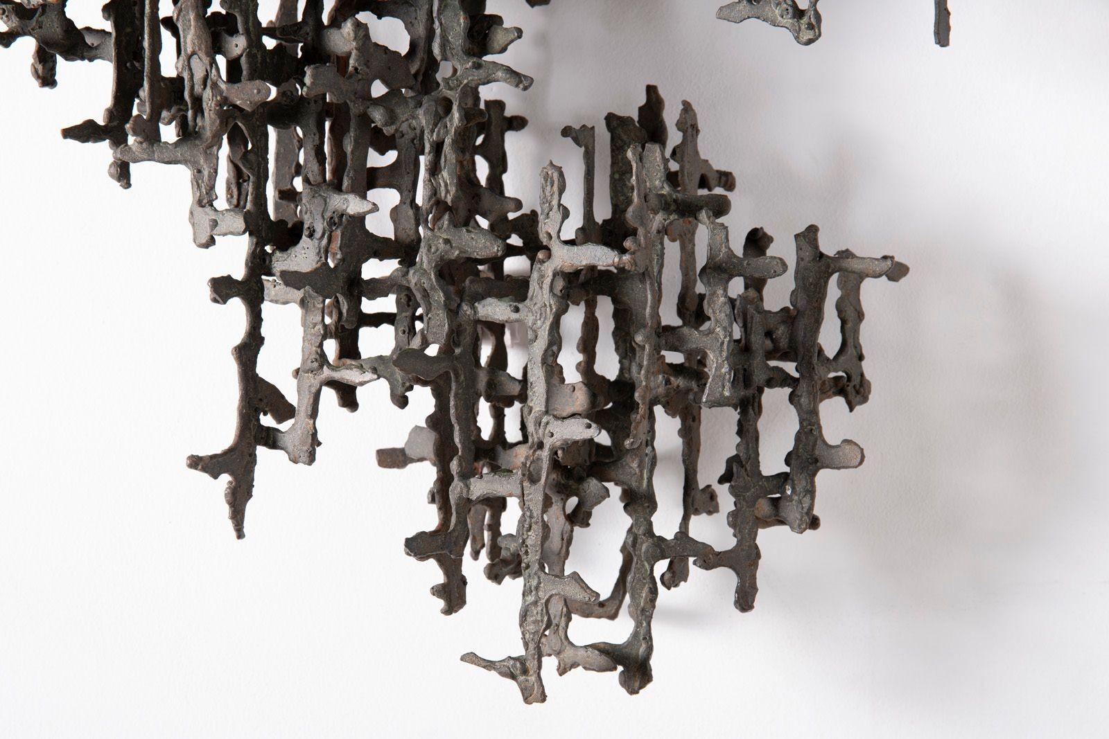 Große brutalistische Wandskulptur aus geschweißtem Stahl von Dan Gluck - 1970er Jahre (Grau), Abstract Sculpture, von Daniel Gluck