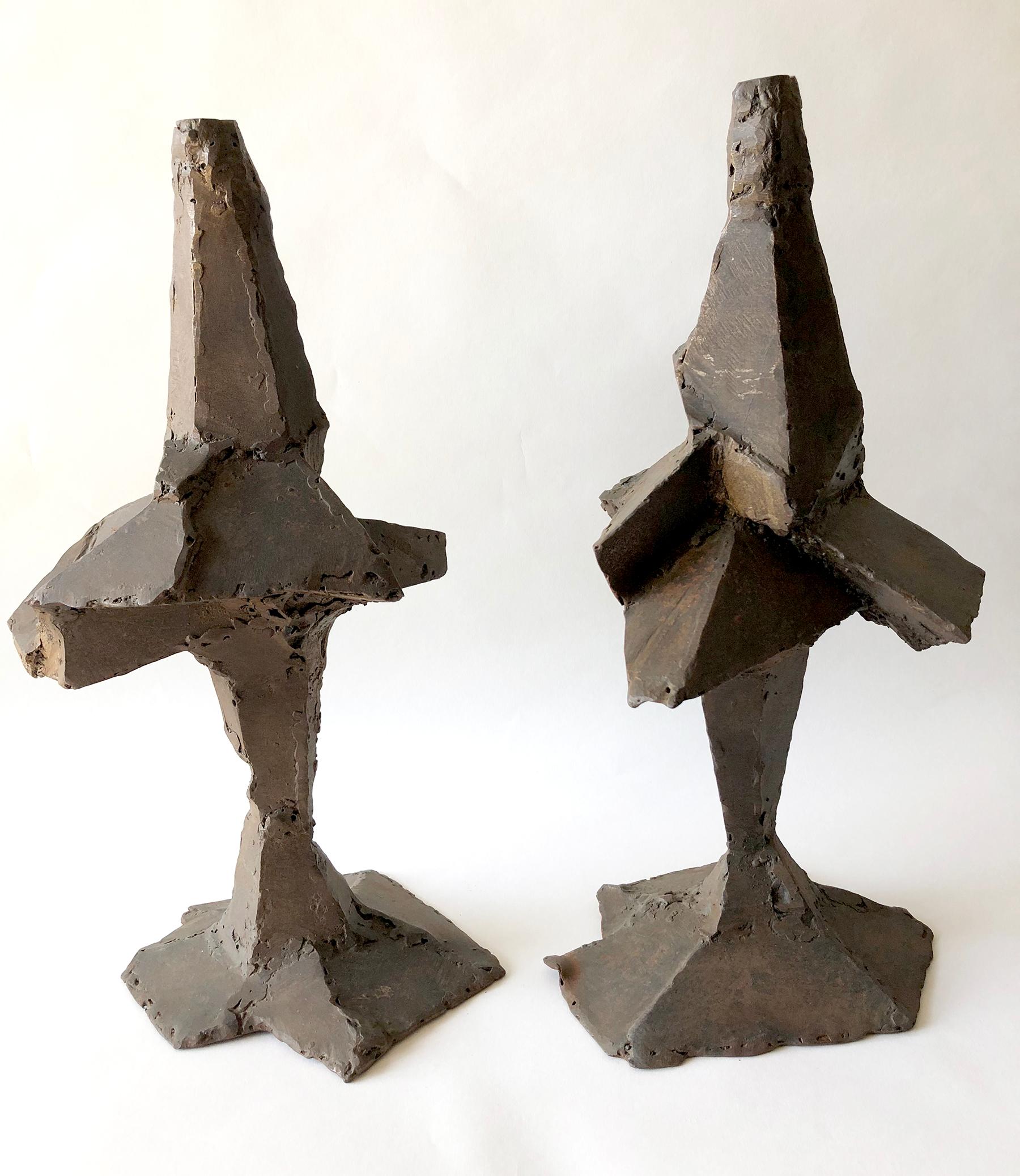 Daniel Gluck Brutalist Patchwork Metal Candleholders (Brutalismus)