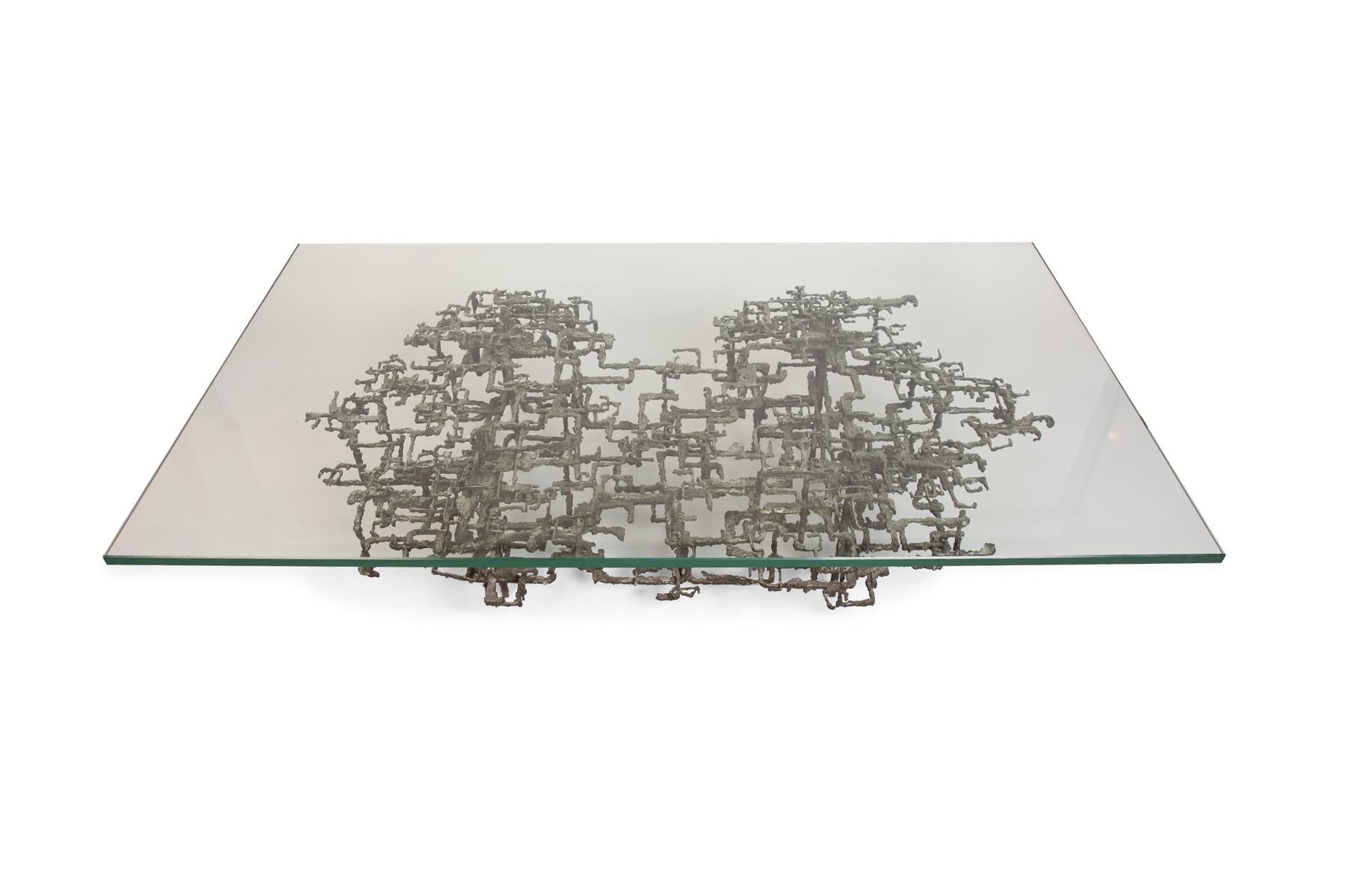 California artist Daniel Gluck steel and aluminum coffee table table circa late 1960's. All original and signed.
