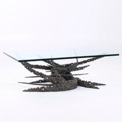Daniel Gluck Mid Century Bronze Brutalist Swirl Coffee Table