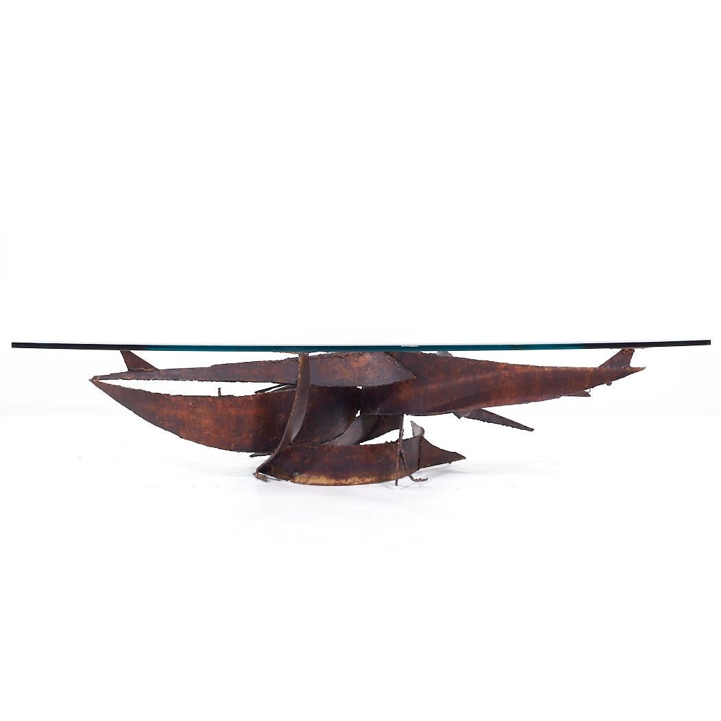 American Daniel Gluck Mid Century Brutalist Bronze Coffee Table For Sale