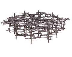 Daniel Gluck Sculptural Brutalist Bronze Coffee Table Base for Glass Top 1970's