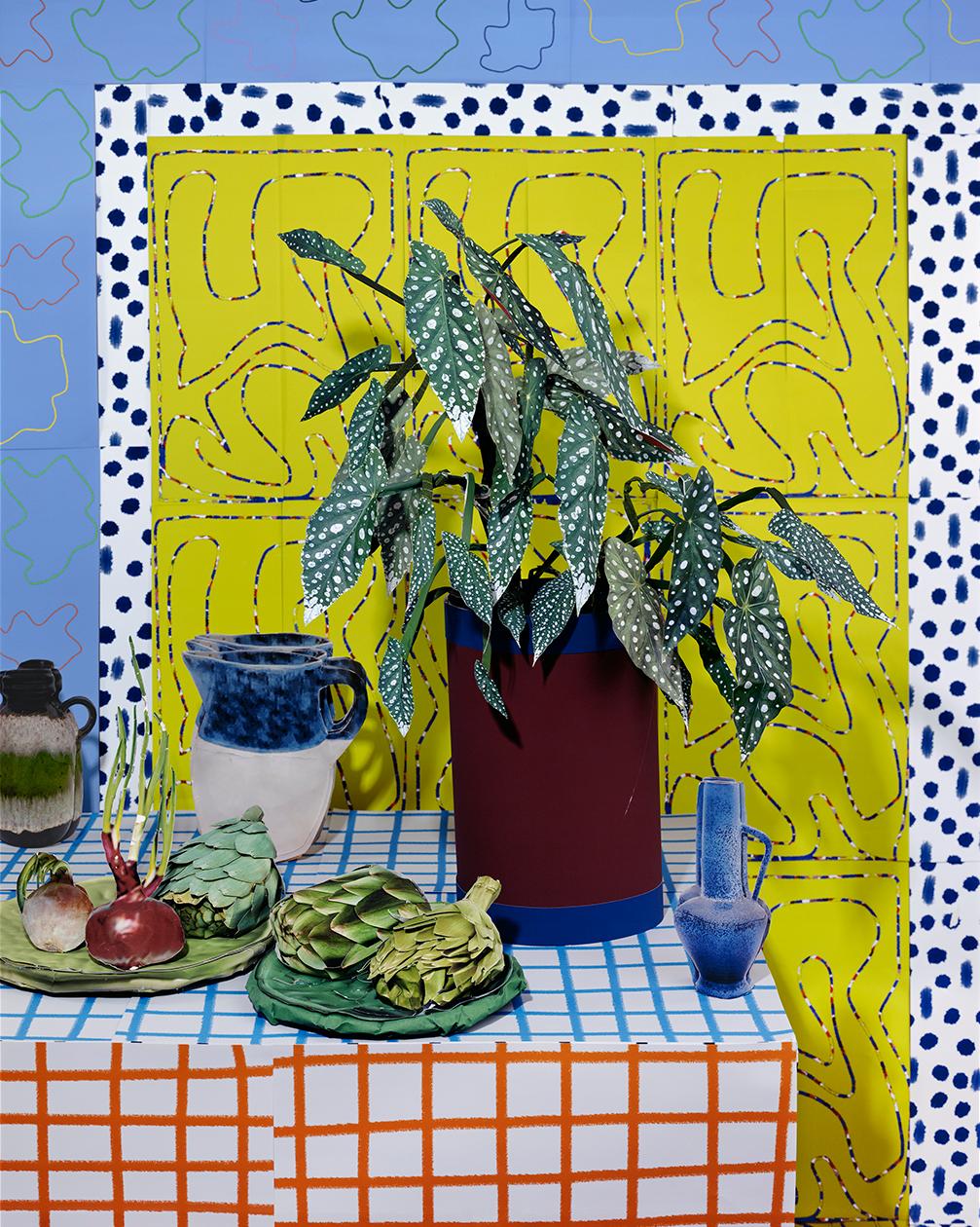 Daniel Gordon
Begonia and Artichoke, 2021
Pigment print
49 3/4 x 39 3/4 inches
Edition of 3 + 1 AP

Daniel Gordon (born 1980) uses art historical traditions, such as the still life and portraiture, as departure points for his contemporary