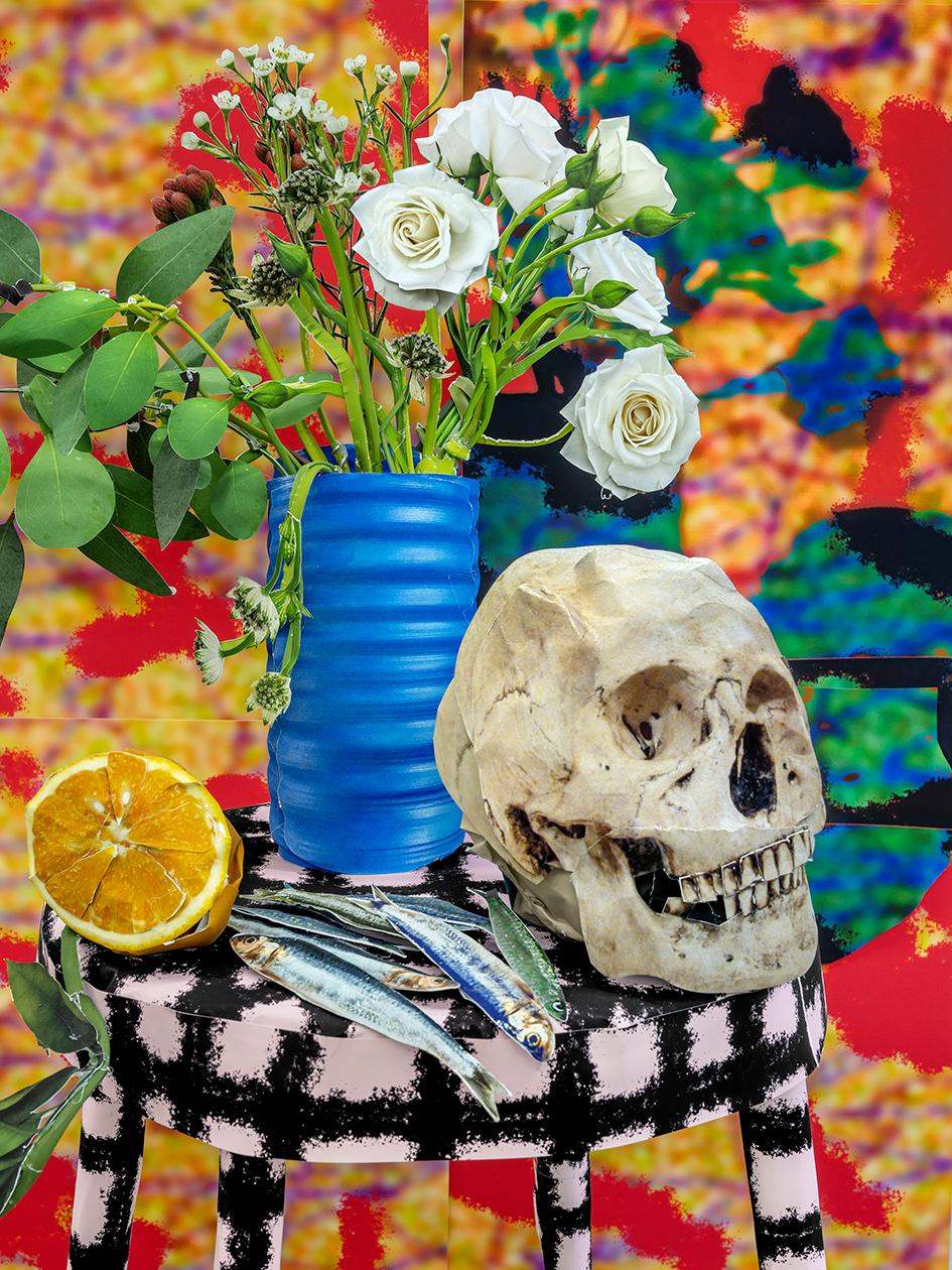 Daniel Gordon
Flowers and Skull, 2020
Pigment print
20 x 15 inches
Edition of 2 + 1 AP

Daniel Gordon (born 1980) uses art historical traditions, such as the still life and portraiture, as departure points for his contemporary explorations of