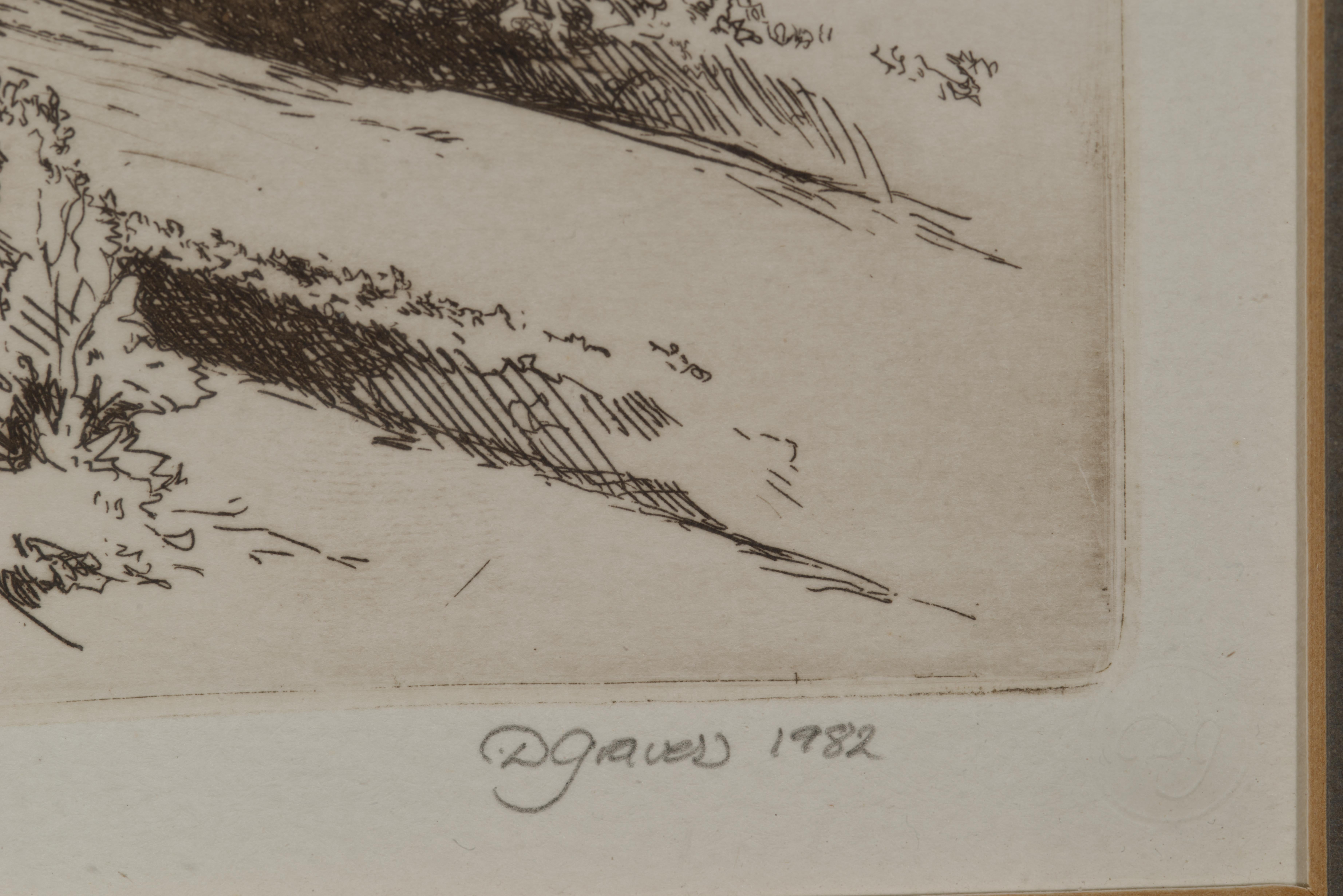 Néoclassique Daniel Graves Paysage italien à l'eau-forte 39/100, 1982 en vente