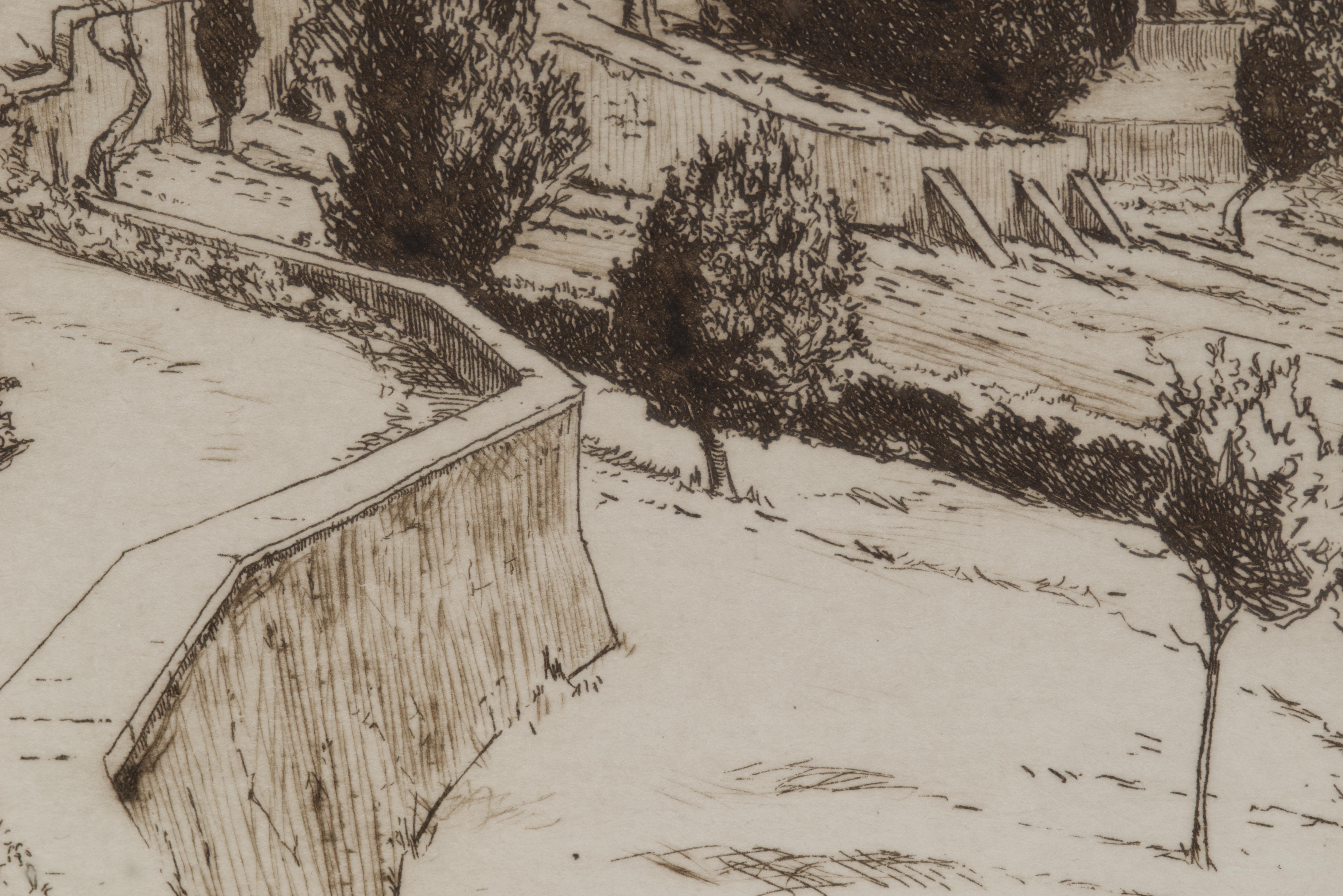 20ième siècle Daniel Graves Paysage italien à l'eau-forte 39/100, 1982 en vente
