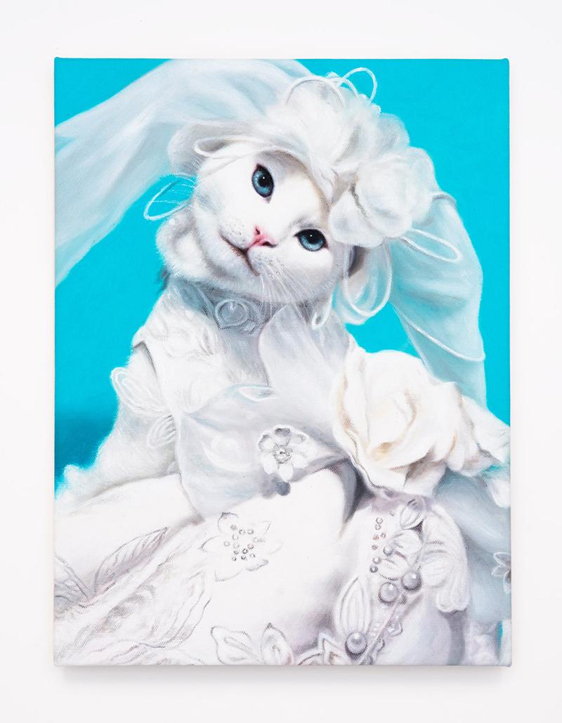 Daniel Handal Animal Painting - Bridal Kitty (Albino)