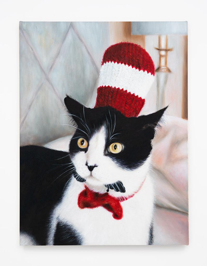 Daniel Handal Animal Painting - Cat in the Hat Kitty (Tuxedo)