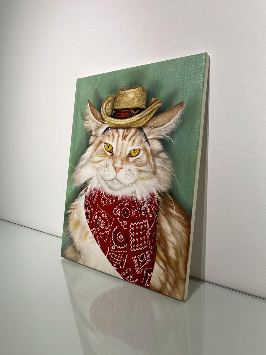 Cowboy Kitty (Cameo Tabby) - Painting by Daniel Handal