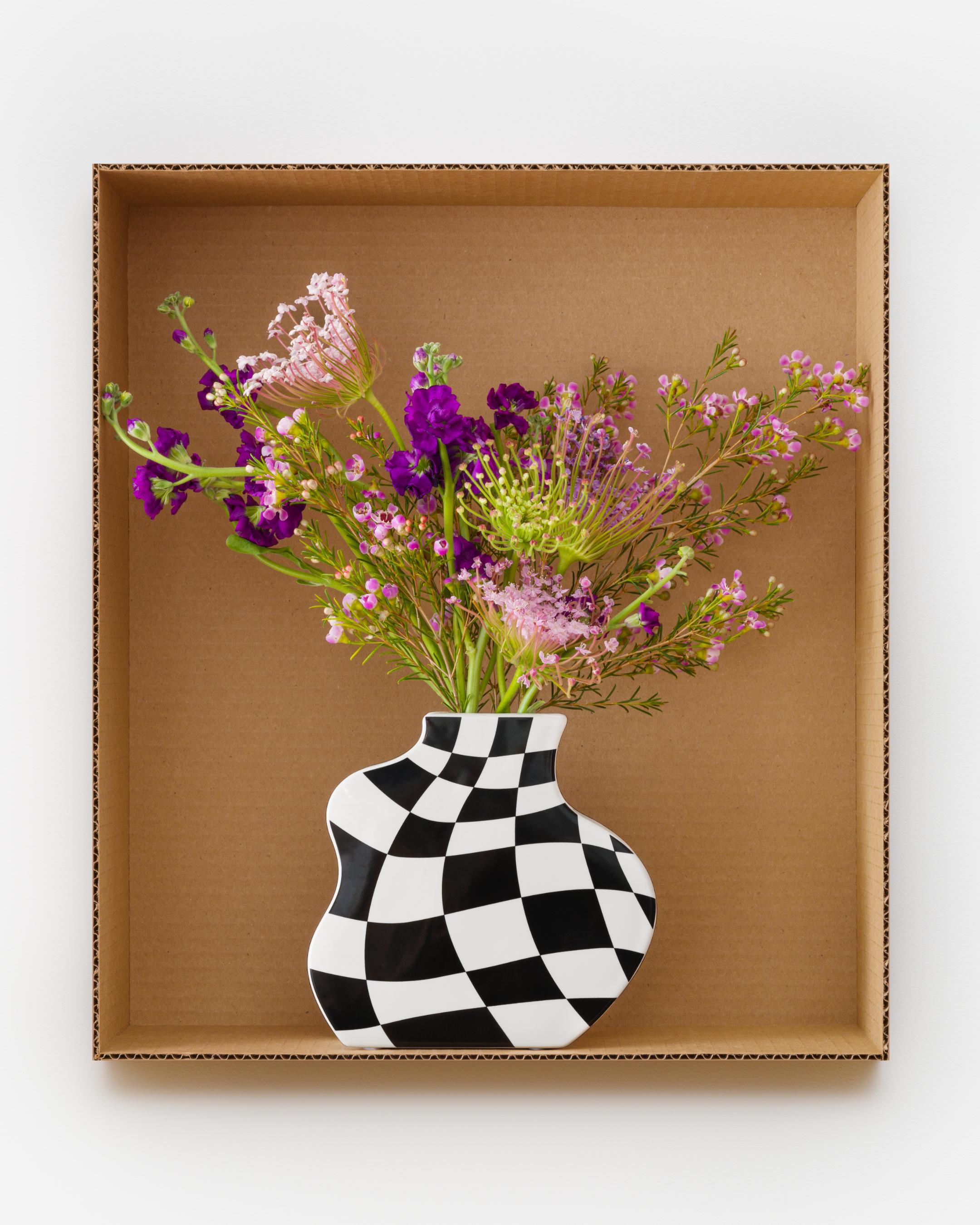 Purple Matthiola & Bishop’s Flower (B+W Checkered) - Photograph by Daniel Handal