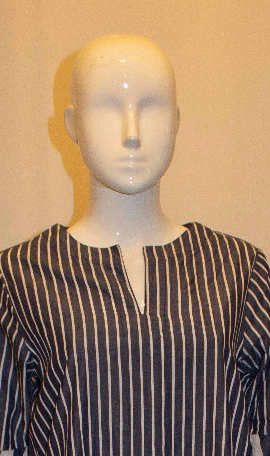 Black Daniel Hechter Blue and White Cotton Top For Sale