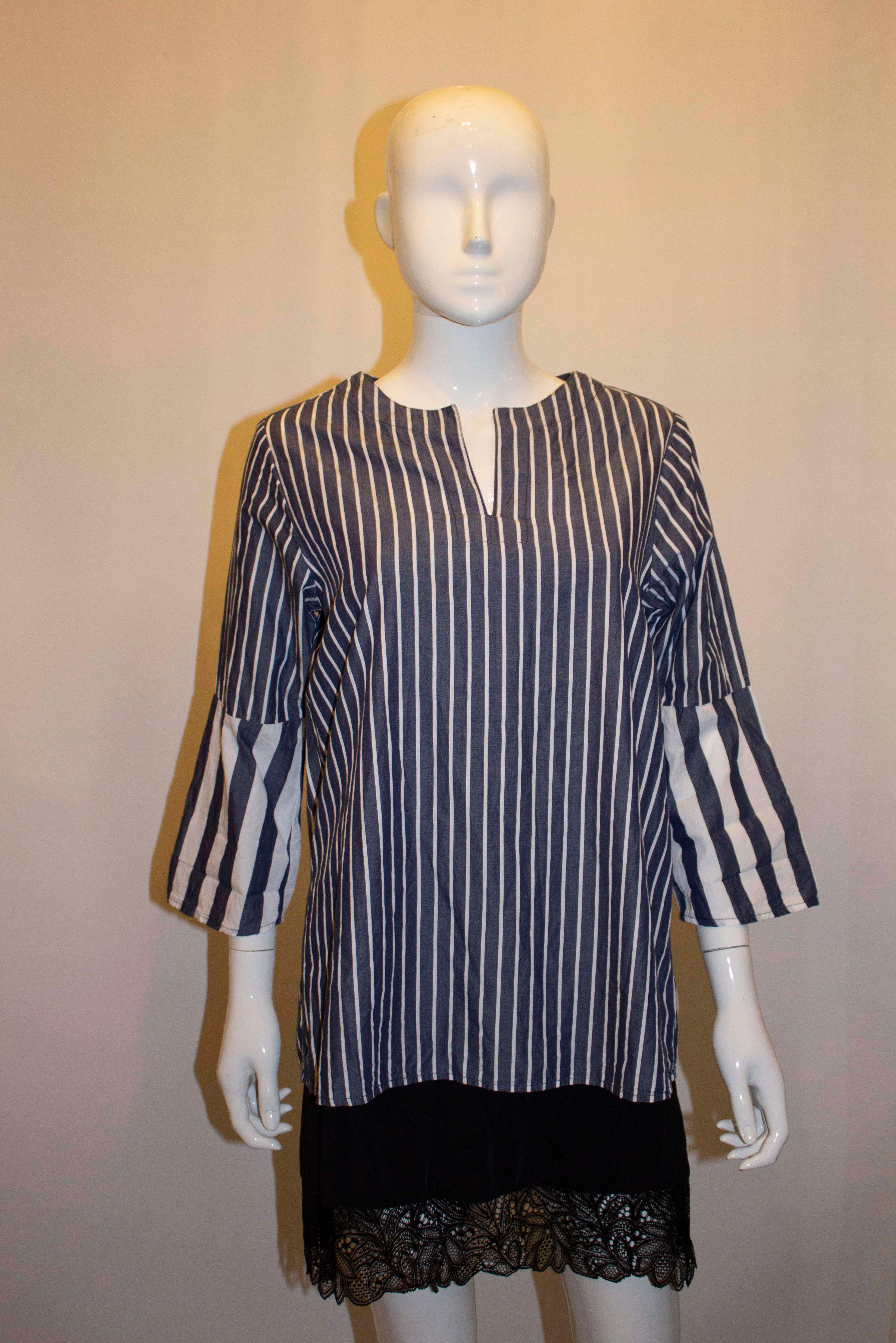 Women's or Men's Daniel Hechter Blue and White Cotton Top For Sale
