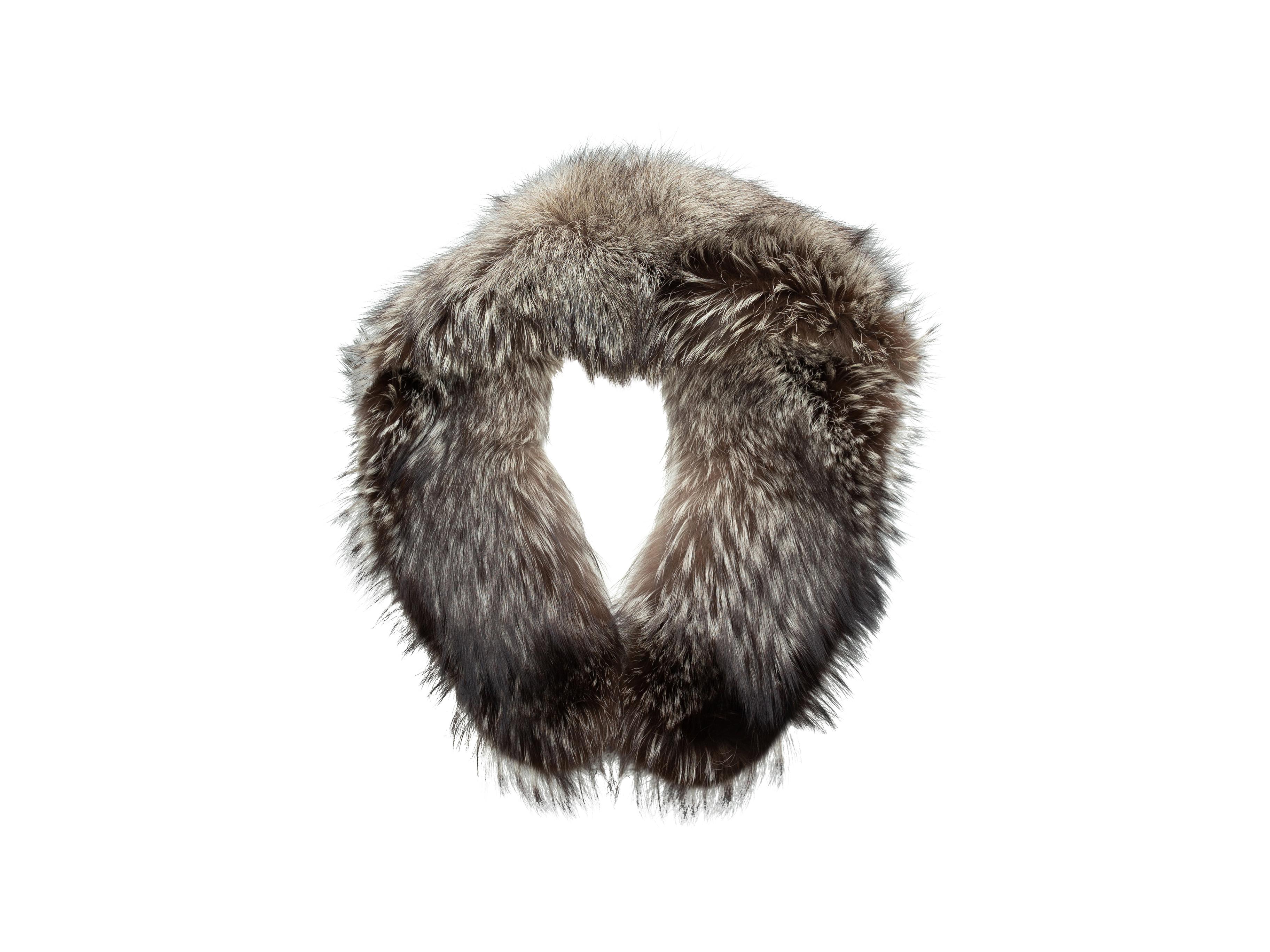 Black Daniel Hechter Brown & White Fox Fur Collar