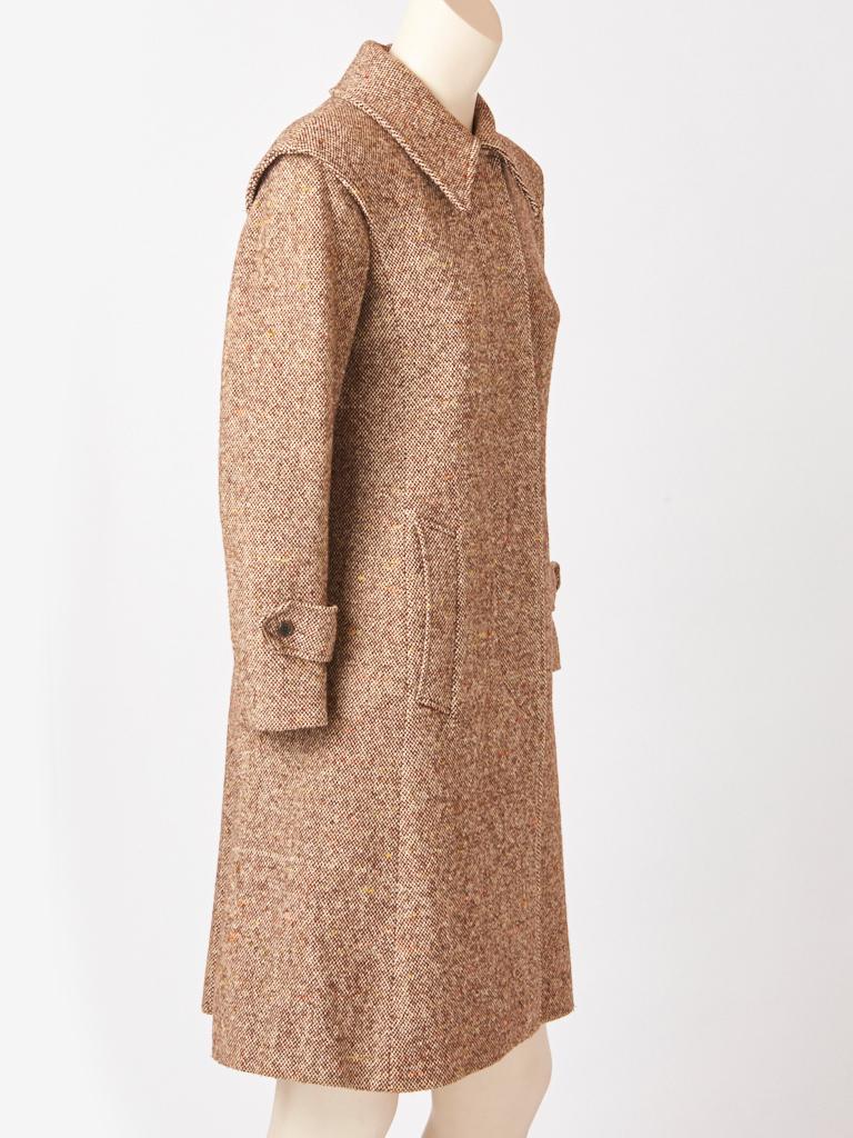 Brown Daniel Hechter Donegal Tweed 70's Coat