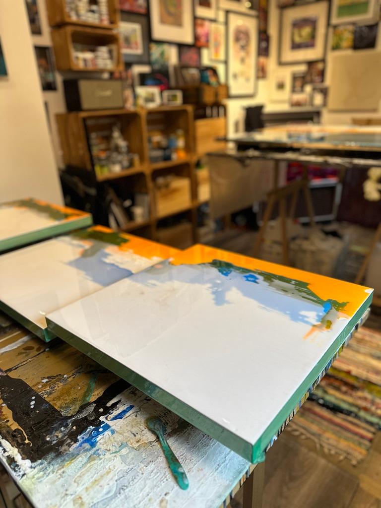 ART School ABSTRACTION 3, art en résine de style libre, pièce unique, faite à la main en vente 1