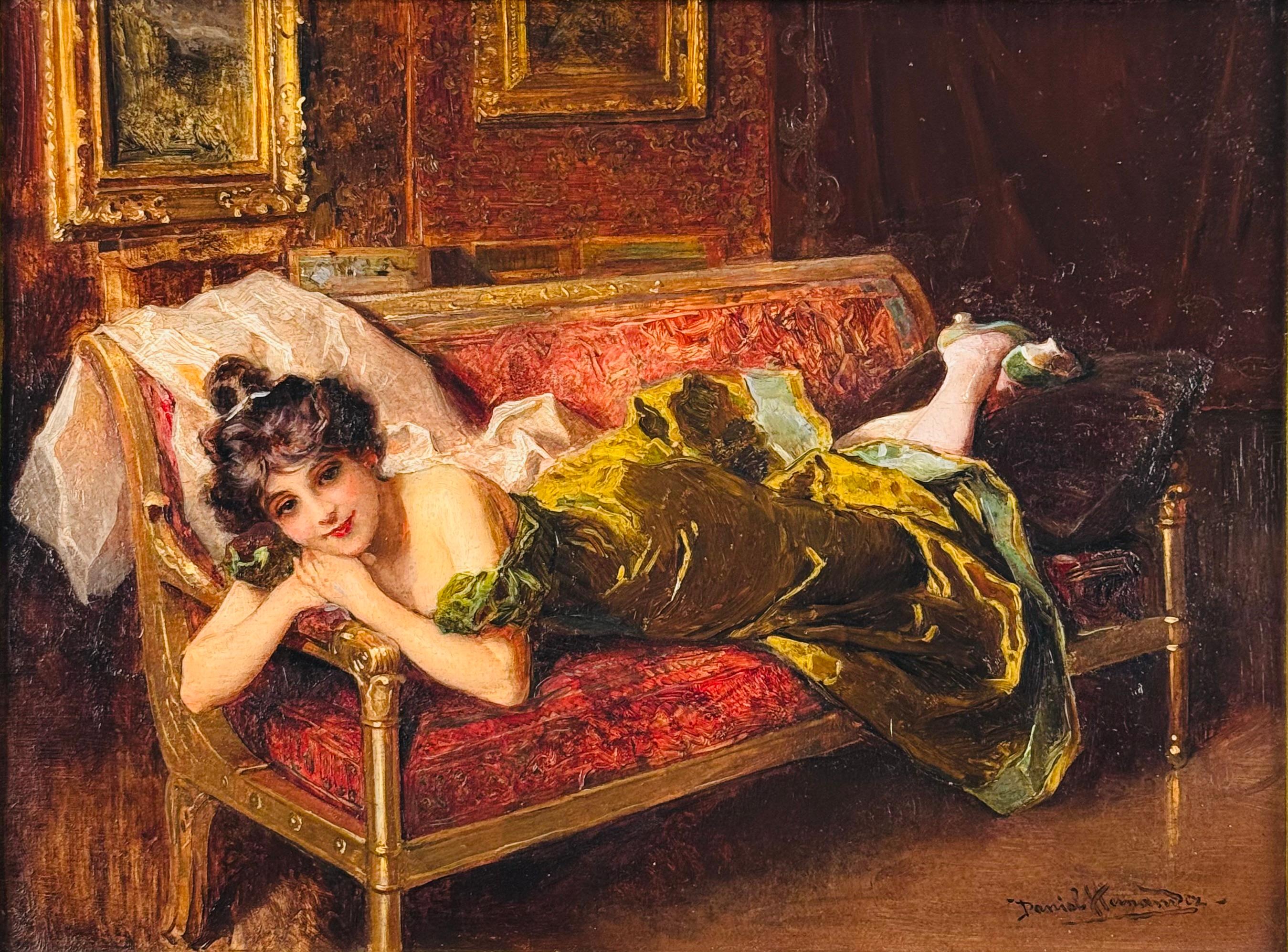 Dama tumbada - Painting de Daniel Hernandez Morillo