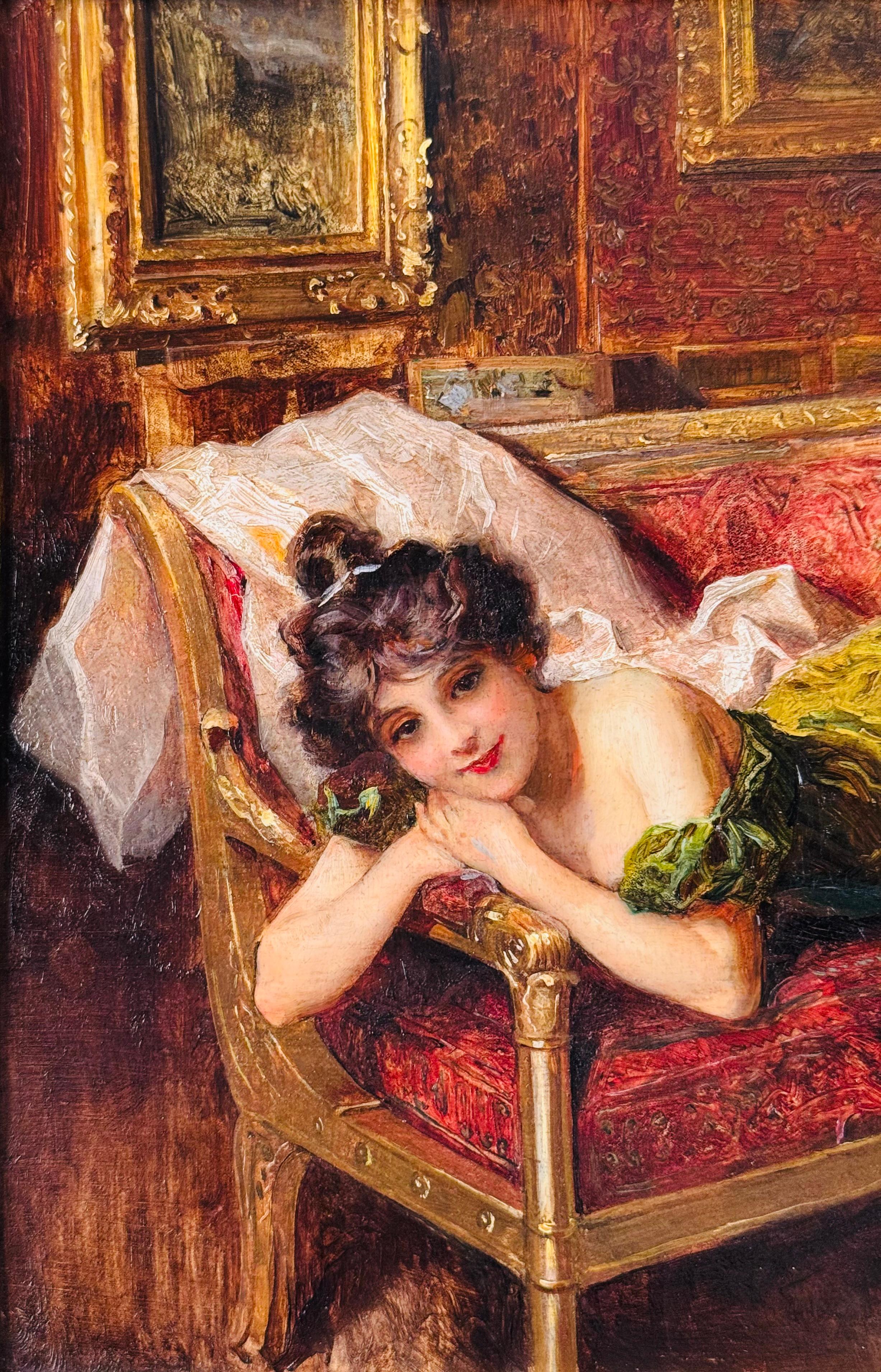 Dama tumbada - Painting Realista de Daniel Hernandez Morillo