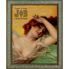 Circa 1900 Art Nouveau advertising poster for Fumar el papel JOB