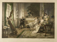 Daniel Hernández Morillo Period Colored Framed Etching