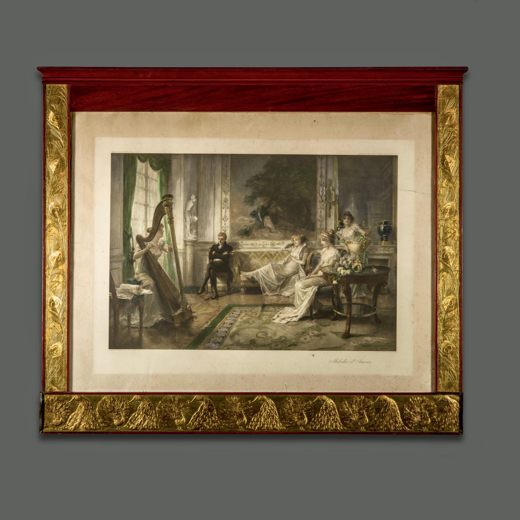 Interior Print Daniel Hernández Morillo (Peru, 1856-1932) - Daniel Hernández Morillo Gravure colorée d'époque encadrée